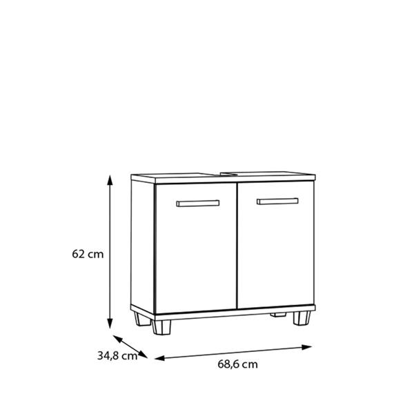 Furniture To Go Veris Under Sink Cabinet with 2 Doors in Artisan Oak and Light Grey Doors