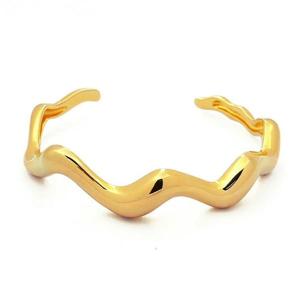 LENAE Jasmine Wavy Cuff Bracelet - Gold Vermeil