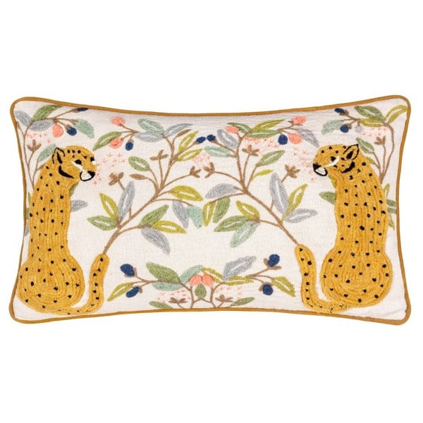 Wylder Mirrored Cheetah Embroidered Cushion Cover - Multicoloured