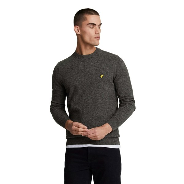 Lyle & Scott Mens Lambswool Blend Crew Neck Long-Sleeved Jumper - Gunmetal Marl