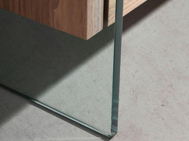 Angel Cerdá Walnut and Tempered Glass TV Stand 3085