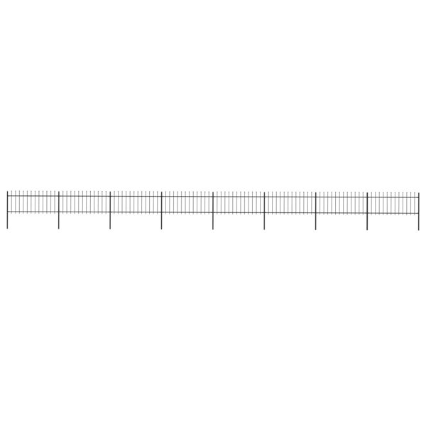 Berkfield Garden Fence with Spear Top Steel 13.6x0.8 m Black