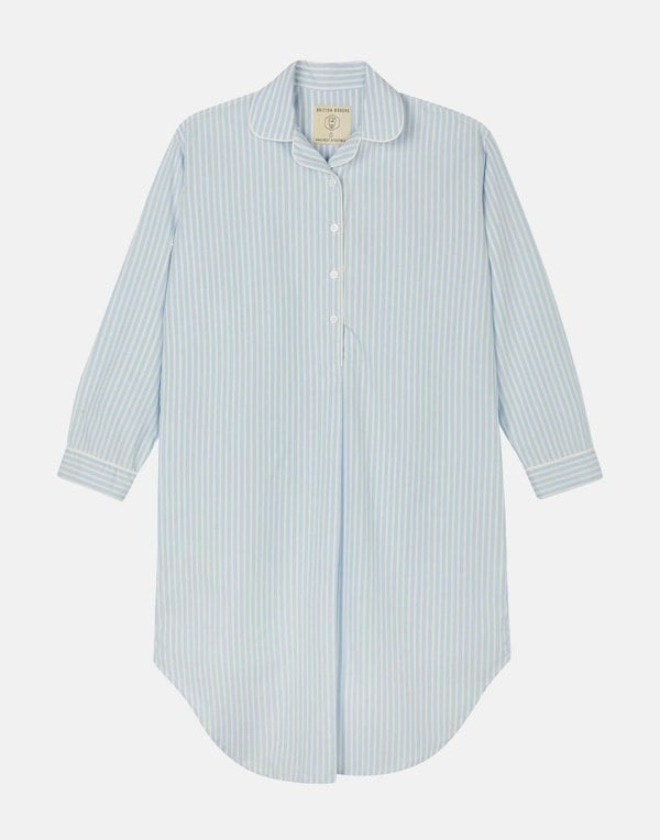 Women's Crisp Cotton Nightshirt – Seaside Stripe - British Boxers