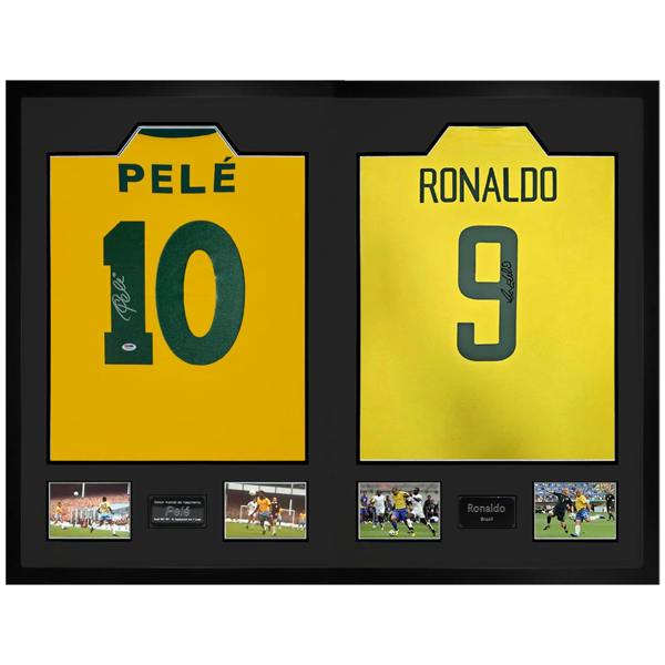 Pele & Ronaldo Signed Brazil Ultra Premium Frame