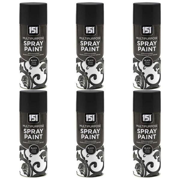 151 6X 151 Black Gloss Spray Paint 400ml