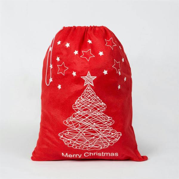 60cm Christmas Santa Sack Stocking Bag, Red Felt Gift Storage Sack with Drawstring image 3