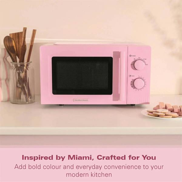Hamilton Beach Miami Manual 800W Microwave - Flamingo Pink - Hamilton Beach UK