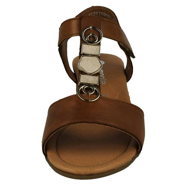 Remonte Ladies Remonte Block Heeled T-Bar Detailed Sandals D0P52