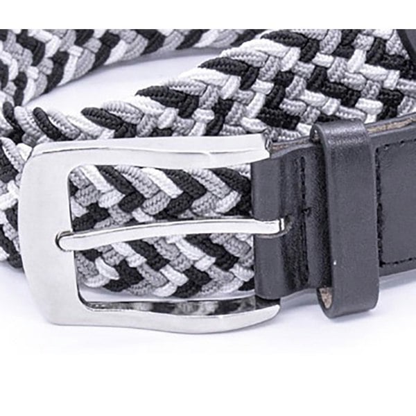 Duke Mens D555 Quinn Braided Stretch Belt - Grey/White/Black