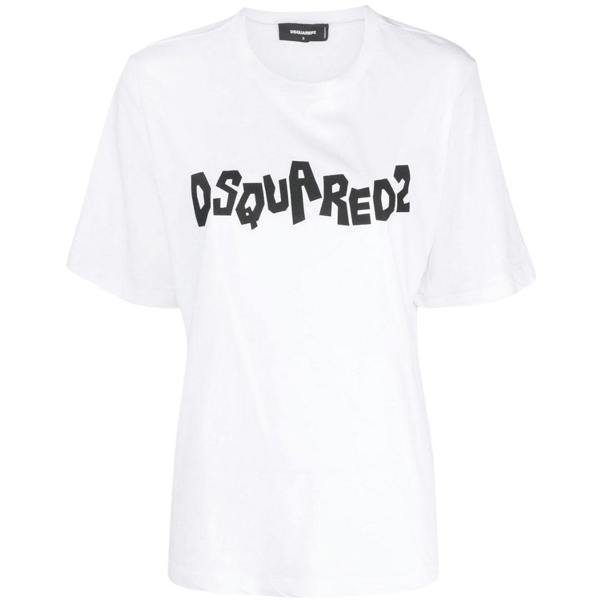 DSQUARED2 Contrast Brand Logo White  T-Shirt XS