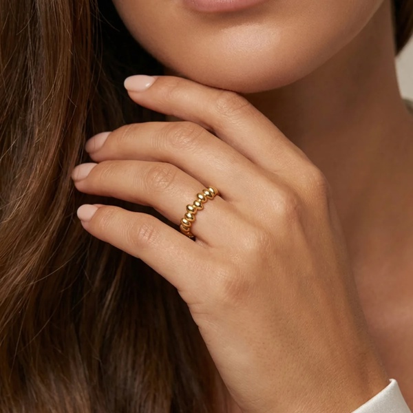 MUCHV Adjustable Beaded Ring in 18k Gold or Silver