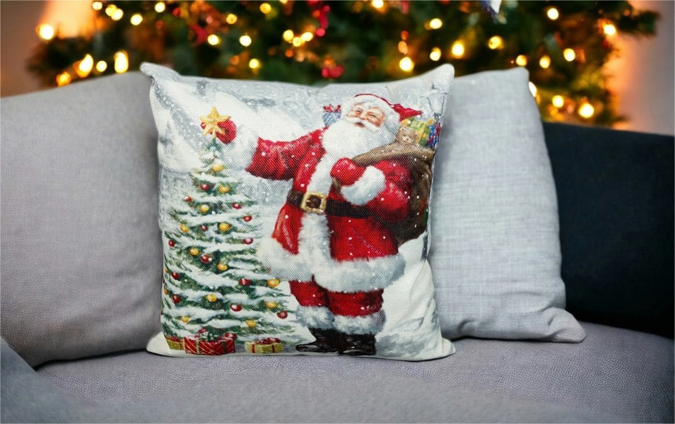 Xmas Haus Christmas Cushion, Santa & Tree (40x40cm)