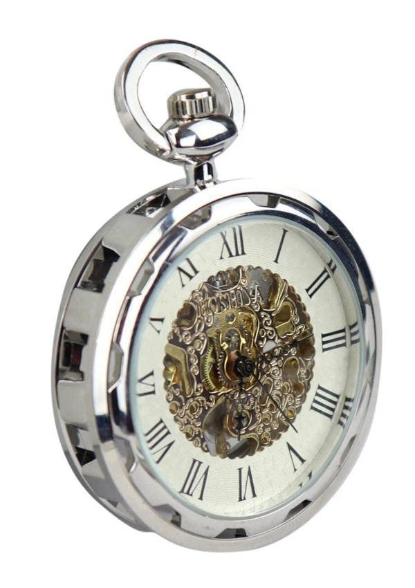 TruClothing Silver Pocket Watch Mechanical Peaky Blinders Hunter Automatic