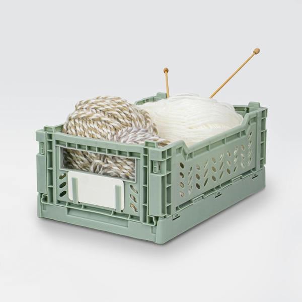 JVL STACKIT - Plastic Foldable Storage Crate - 4L - Green
