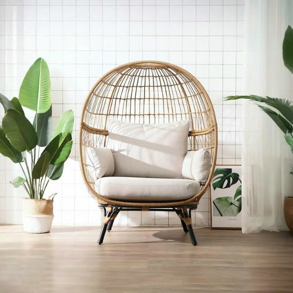 Simera Rattan Garden Ball Chair with Stand, Indoor/ Outdoor Furniture-Weilai-Weilai Concept