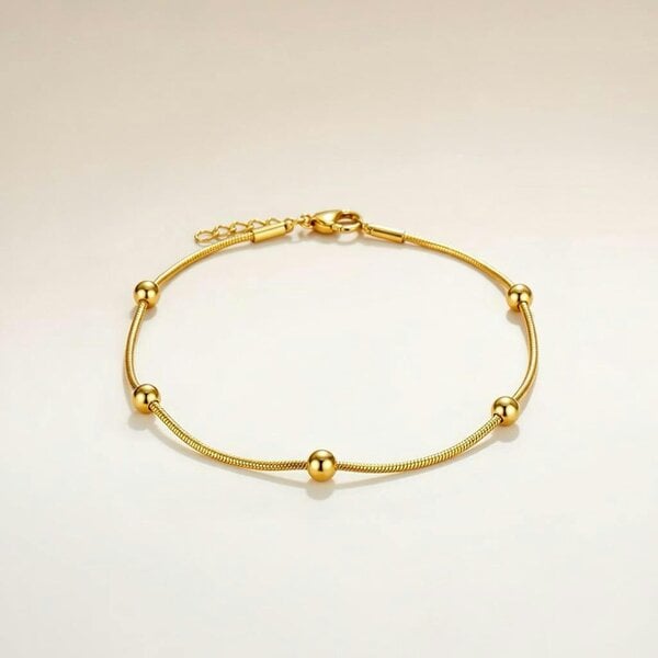 The Colourful Aura Brass Beaded Round Ball Minimalist Boho Slim Foot Payal Anklet