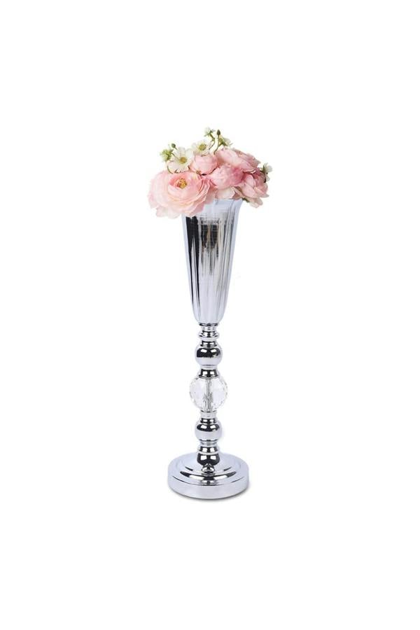 Dyzi 44cm Luxury Silvery Iron Flower Vase Urn Vintage Home Decor