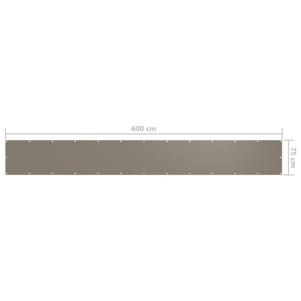 Berkfield Balcony Screen Taupe 75x600 cm Oxford Fabric