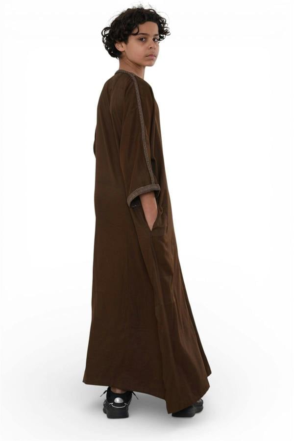 Infinity Leather Kids Boys Ramadan Moroccan Thobe Robe Djellaba Gandoura Eid Jubba- K-HM67