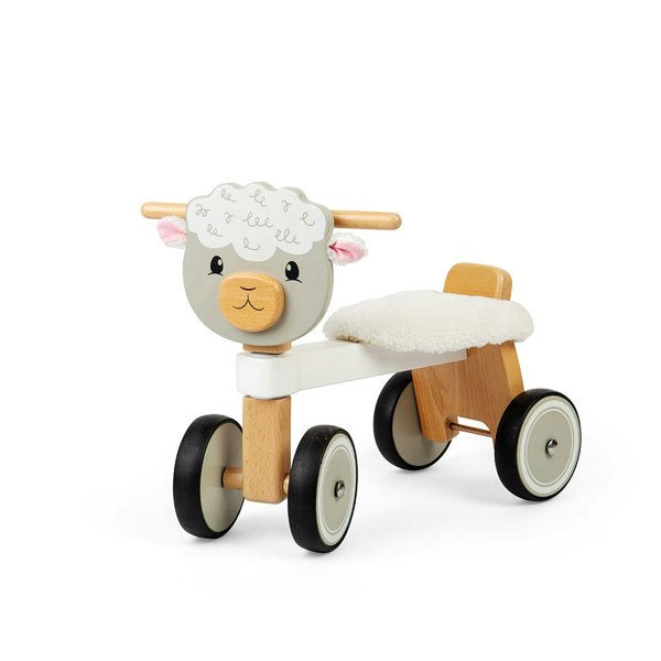 Bigjigs Toys Wooden Ride On Sheep - Sturdy Wooden Handlebars And Fluffy Seat