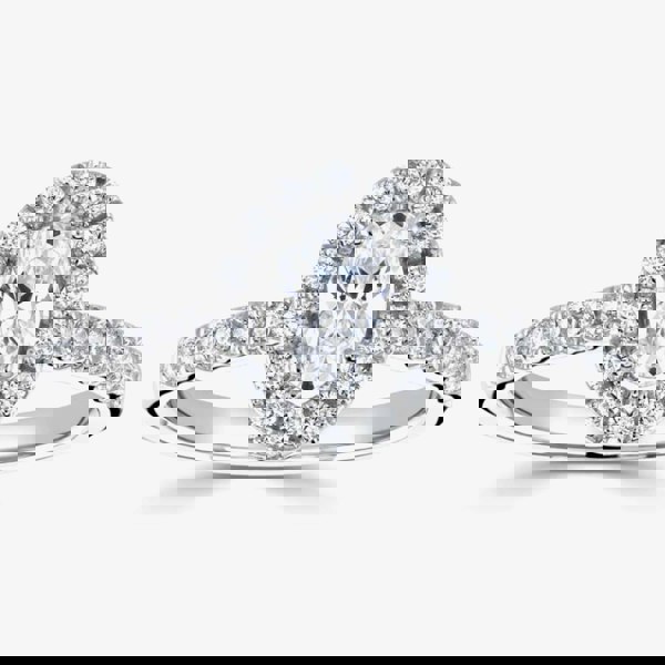 1888 Collection Platinum Oval Cut 0.50ct Diamond Halo Cluster Ring RC2028