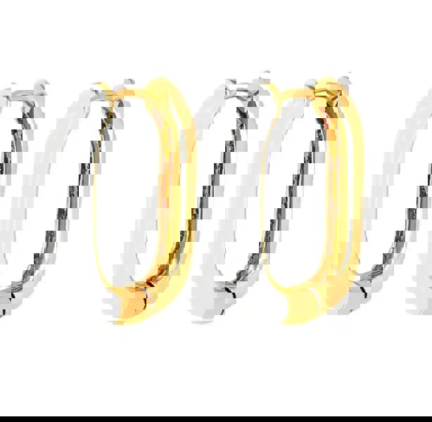 One Of A Kind Club White and gold rectangle huggie