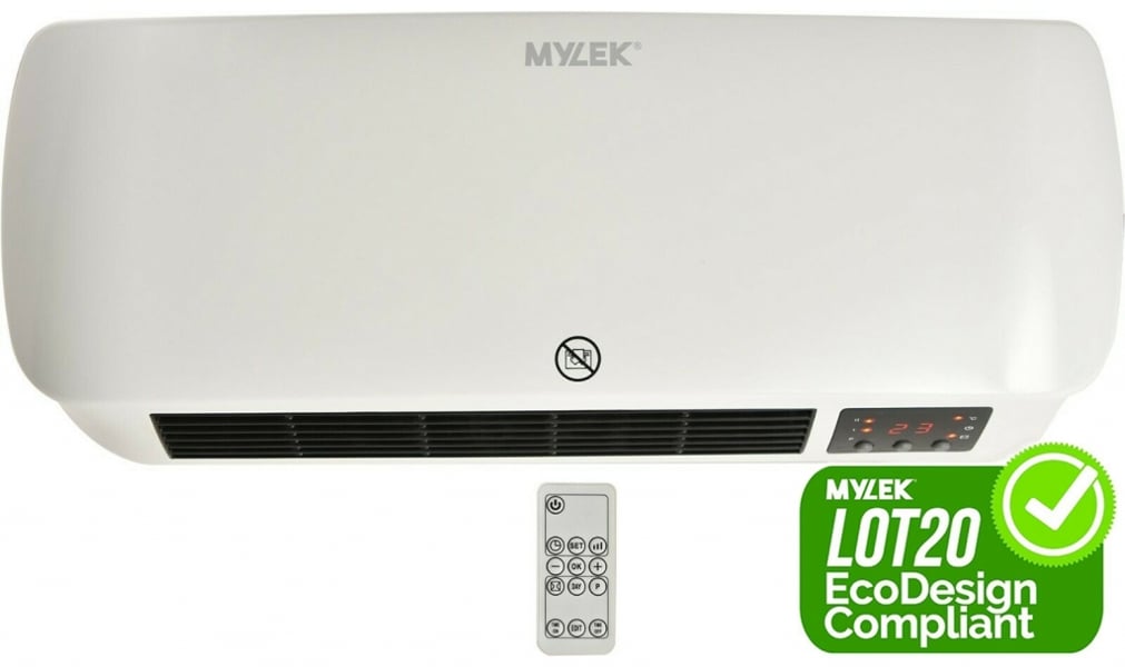 MYLEK Over Door Heater 2000W Electric Downflow Overdoor Air Curtain And Fan with Thermostat, LED Display, Timer & Remote Control