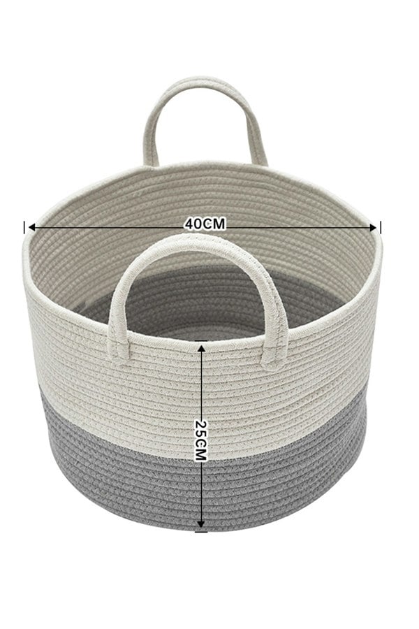 Living and Home 31L Cotton Thread Laundry Basket Clothes Storage Hamper Toy Basket with Handle Bathroom 25cm H