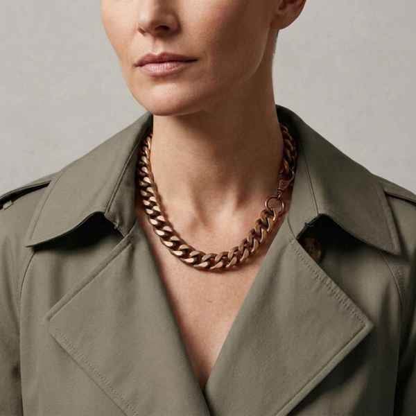 Sylvia Piechulla Cleopatra Gold Chunky Unisex Aluminium Chain Necklace Single Tier