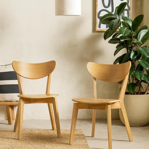 Wyld Haus Set of 2 Saffron Natural Oak Effect Dining Chairs
