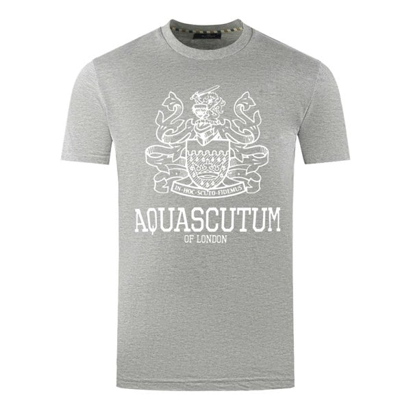 Aquascutum Large Bold London Aldis Brand Logo T-Shirt - Grey