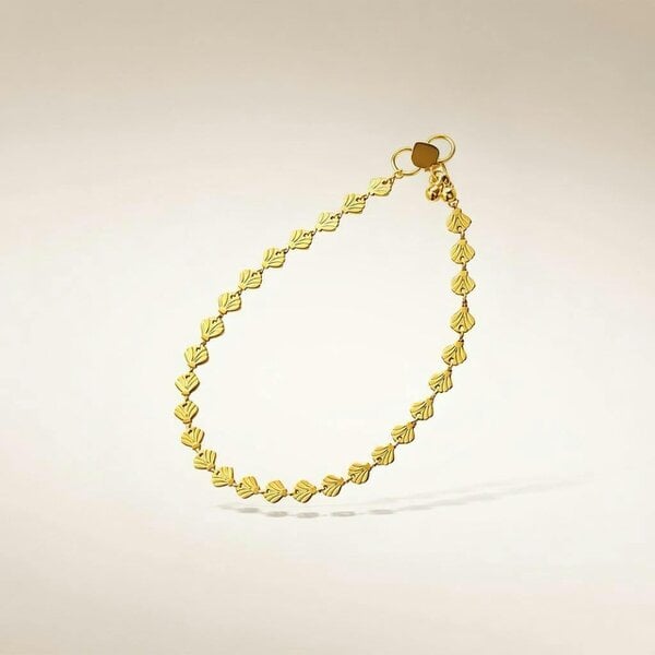 The Colourful Aura Golden Brass Fan Charm Minimalist Thin Slim Foot Payal Anklet