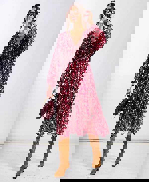 red leopard midi dress