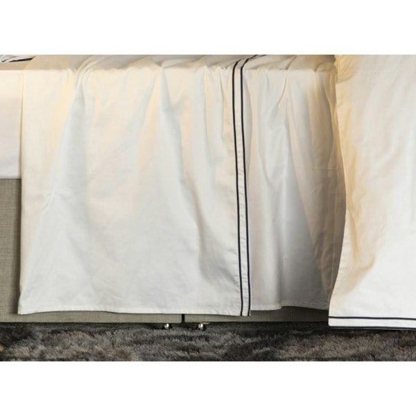 Belledorm Savoy Embroidered Detail Flat Sheet - Navy