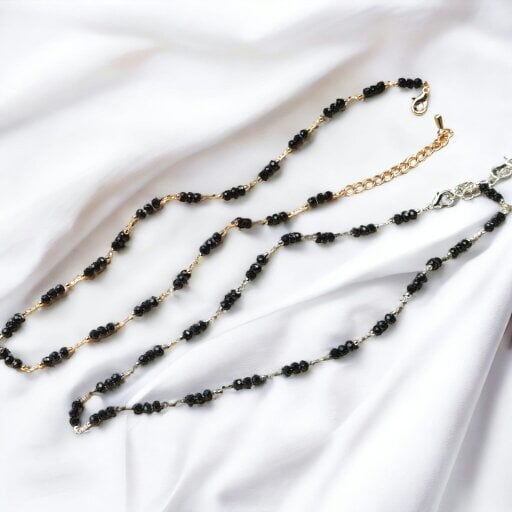 The Colourful Aura Handmade Black Crystal Beaded Indian Asian Nazar Mangalsutra Choker Necklace