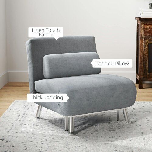 Wyld Haus Noso Velvet Grey Single Sleeper Chair