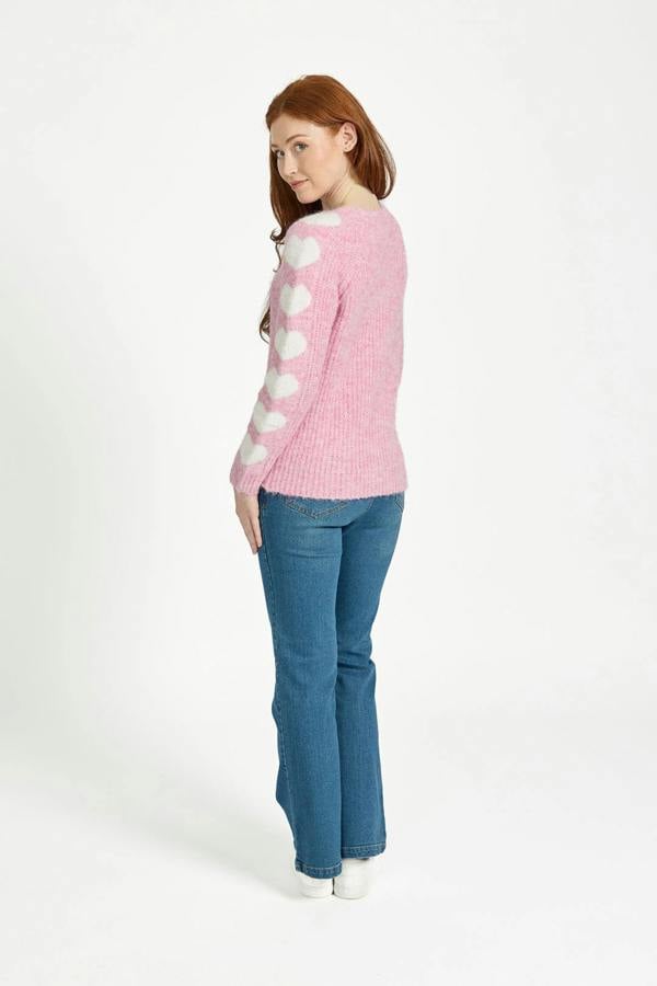 Mudflower Solid Knit Jumper with Heart Sleeves