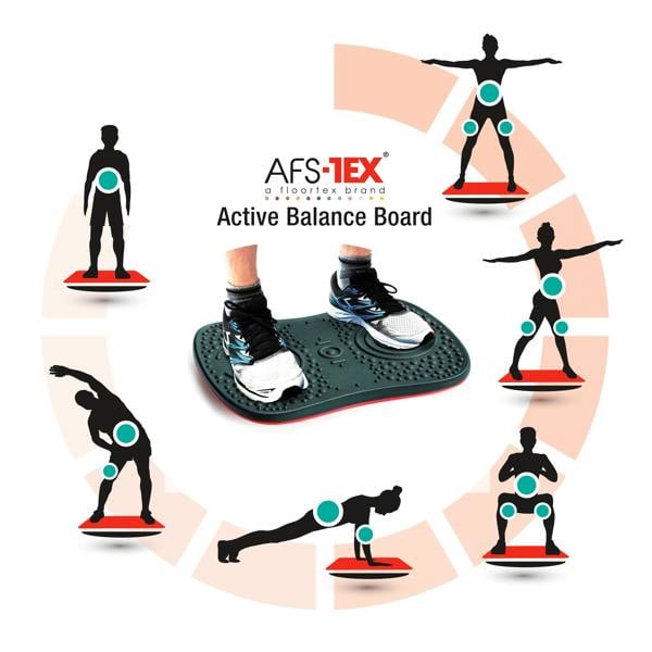 Floortex AFS-TEX® Active Anti-Microbial Exercise Wobble Balance Board - 35 x 50cm - Black