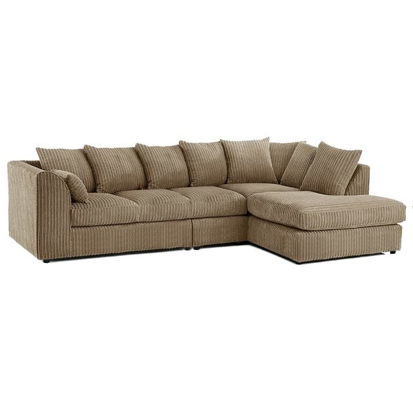 Furnishings For Less Luxor Full Cord Fabric 5 Seater Corner Sofa Scatter Back