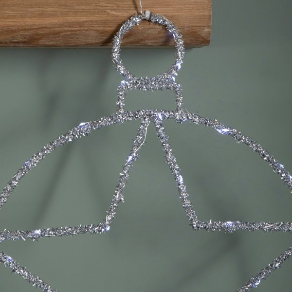 Samuel Alexander 49cm Battery Powered Light up Christmas Silver Star Ball with Twinkling White LEDs
