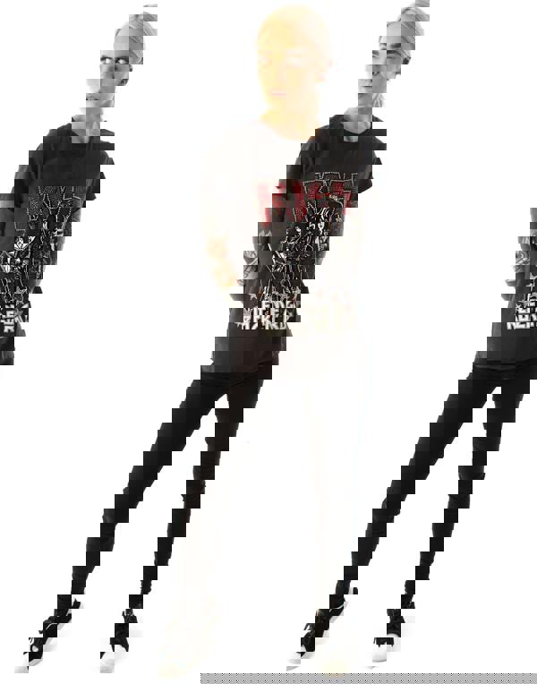 Amplified Clothing Womens Grey Kiss Short Sleeved T-Shirt