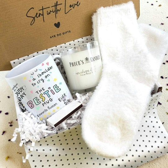 Aye Do Gifts The Bestie Mug, Candle & Socks Gift Hamper | Birthday Gift