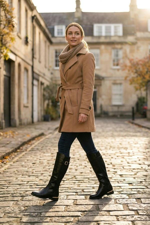 Edie Knee High Riding Boots - Black