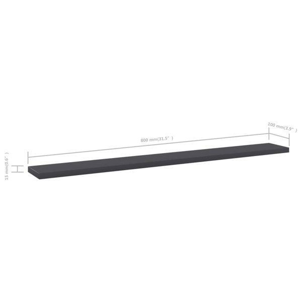 Berkfield Bookshelf Boards 8 pcs Grey 80x10x1.5 cm Engineered Wood