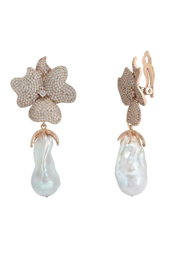 The clip-on backing of the earrings.