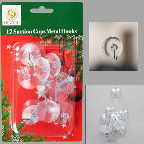 33mm 12 Pack Suction Cup Metal Hooks for Smooth Surfaces, Reusable Clear Hold image 5