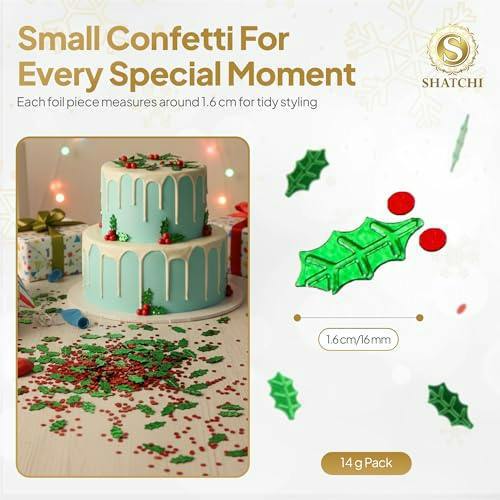 14g Green Leaves Confetti Table Scatter for Christmas Cards, Party Tables and Seasonal Decorations image 4