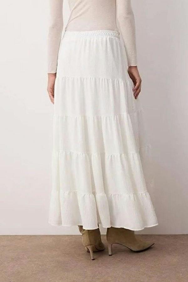 WOVCOR Cotton Textured Fabric Maxi Woven Skirt