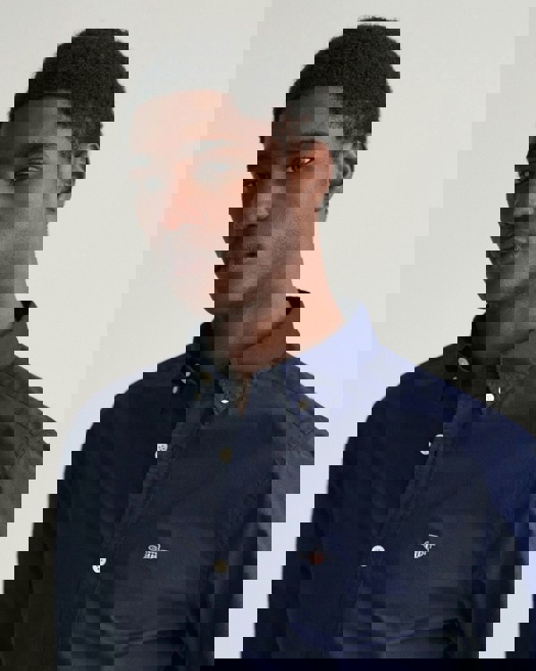 GANT Mens Slim Fit Long Sleeve Poplin Shirt - 410 Marine