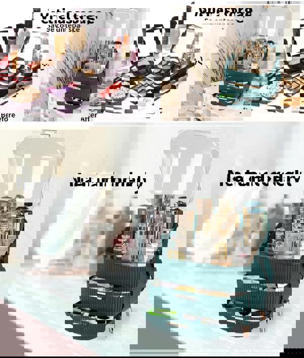 ilus Makeup Organizer Case Drawer Portable Cosmetic Jewellery Storage Box Dark Green